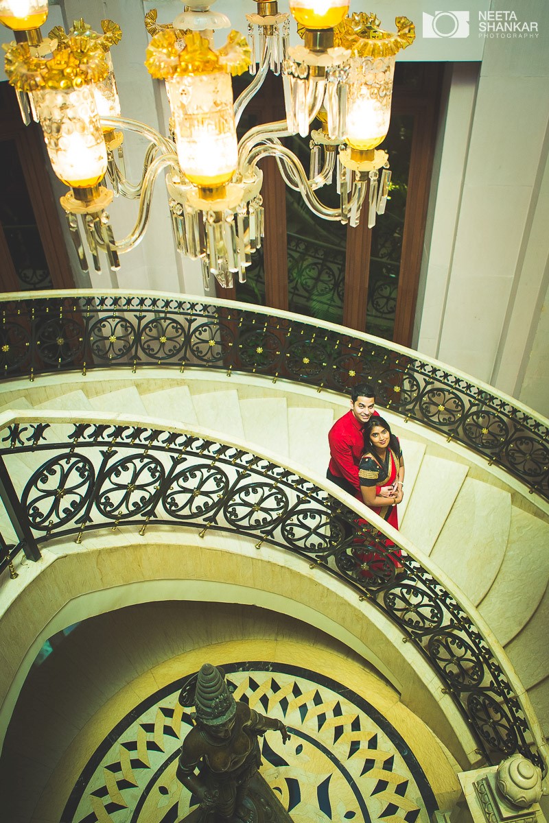 Leela-Palace-Bangalore-Couple-Pre-Wedding-Candid-Black-Red-Theme-Shoot