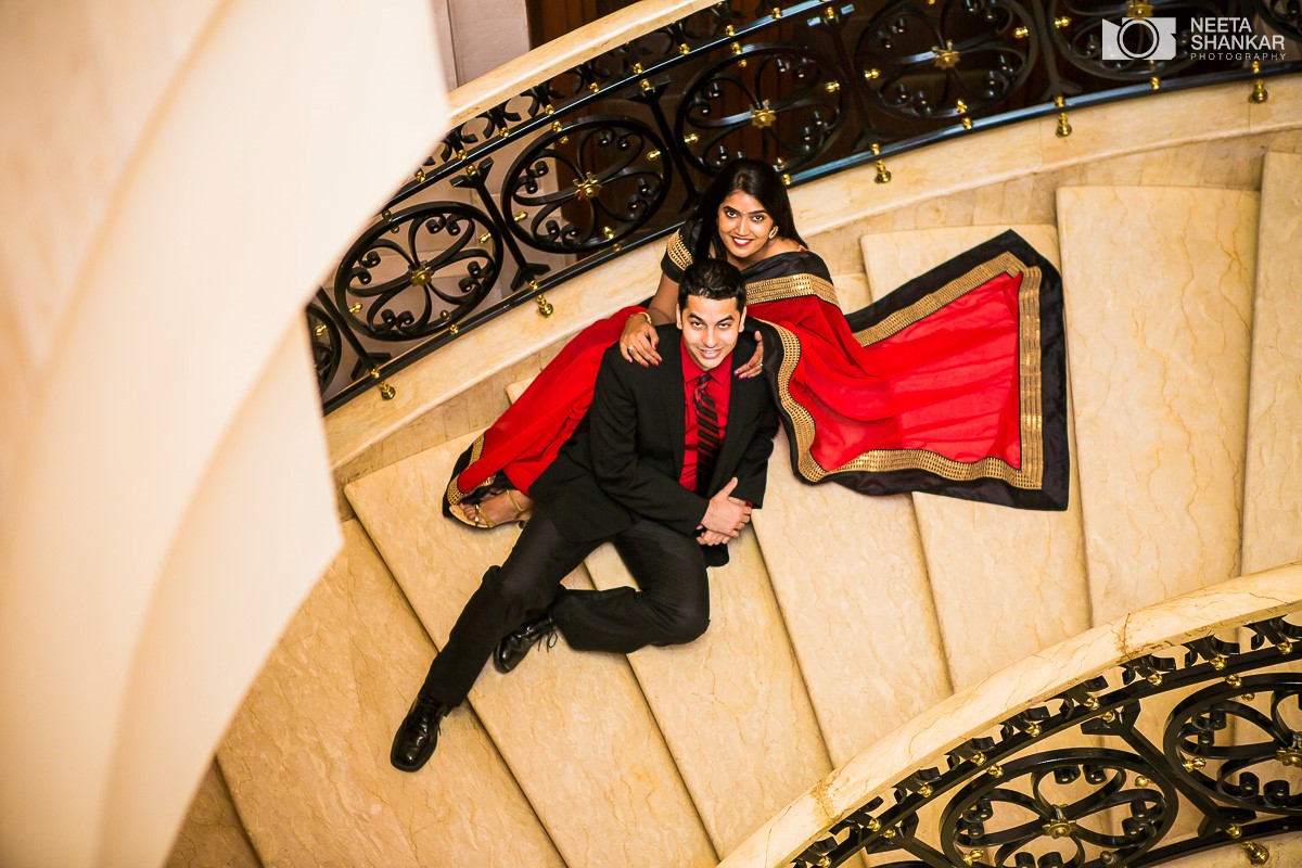 Leela-Palace-Bangalore-Couple-Pre-Wedding-Candid-Black-Red-Theme-Shoot