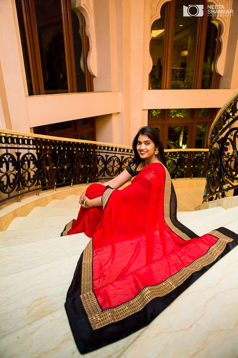 Leela-Palace-Bangalore-Couple-Pre-Wedding-Candid-Black-Red-Theme-Shoot