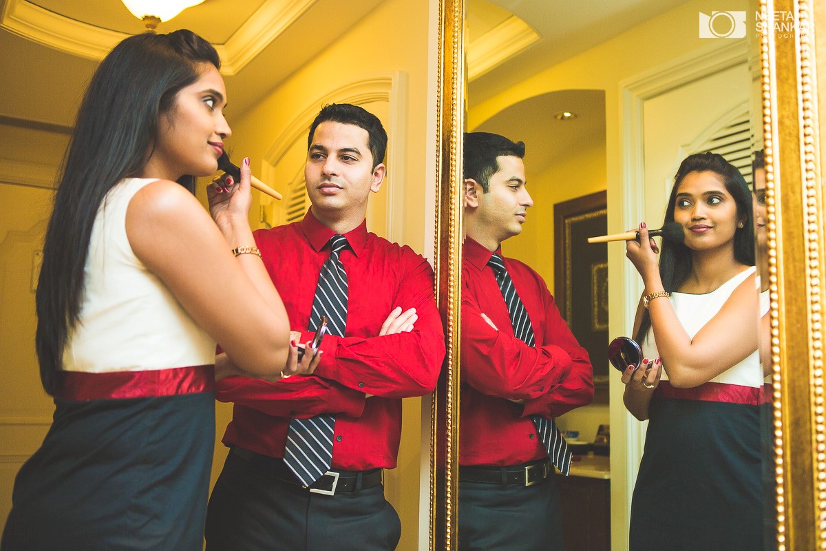 Leela-Palace-Bangalore-Couple-Pre-Wedding-Candid-Black-Red-Theme-Shoot